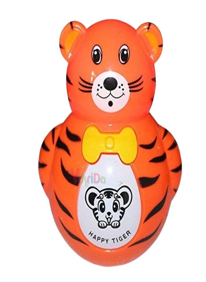 VikriDA Light and Music Tiger Roly Poly Tumbler Doll, Push and Shake Wobbling Bell Sound Musical Rattle Toy for Infants, Toddlers - Image 1